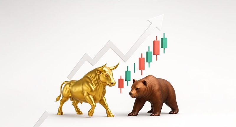 تقابل نماد بازار صعودی و نزولی